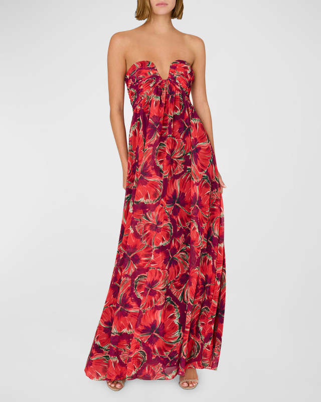 River Windmill Strapless Empire Maxi Dress